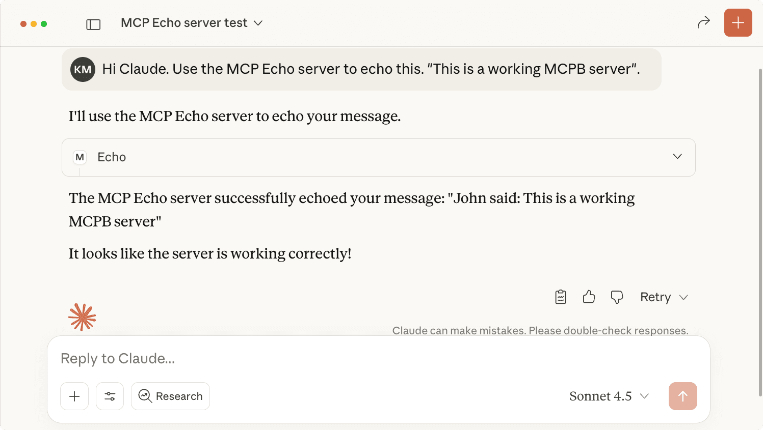 Testing the MCP server