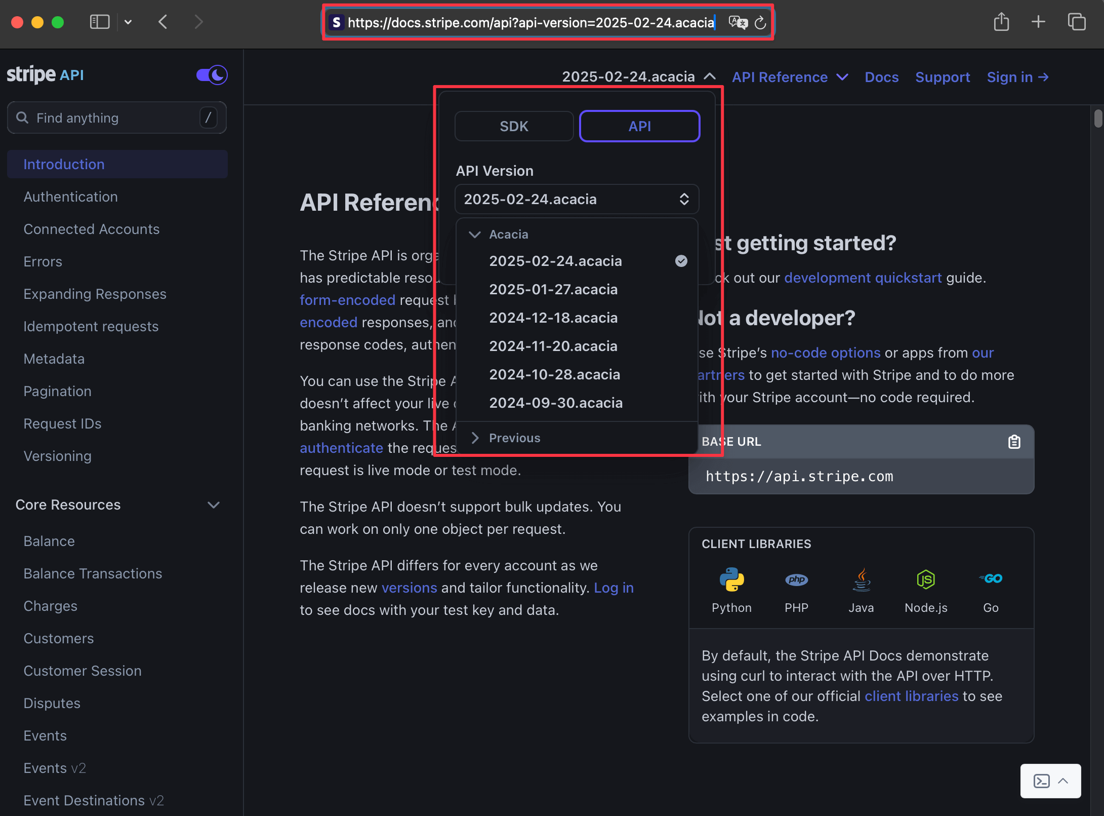 Stripe API Reference