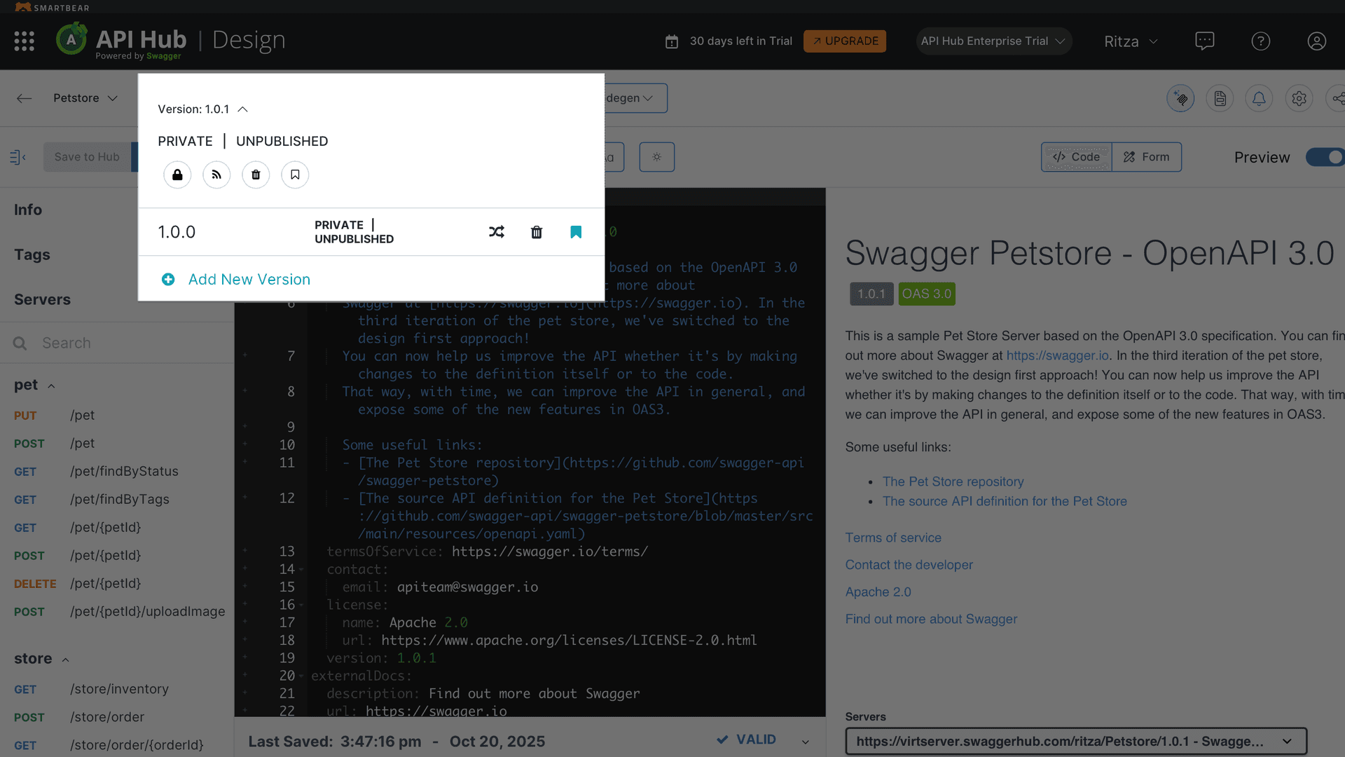 SwaggerHub versioning