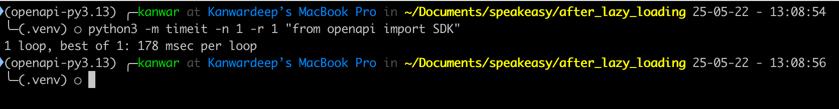 After lazy loading - 0.17 seconds import time